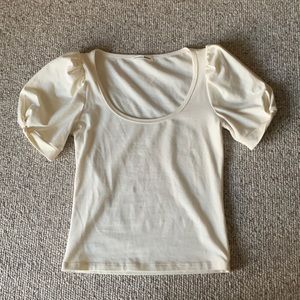 Reformation Cream Puff Sleeve Cotton Tee (Sz S)